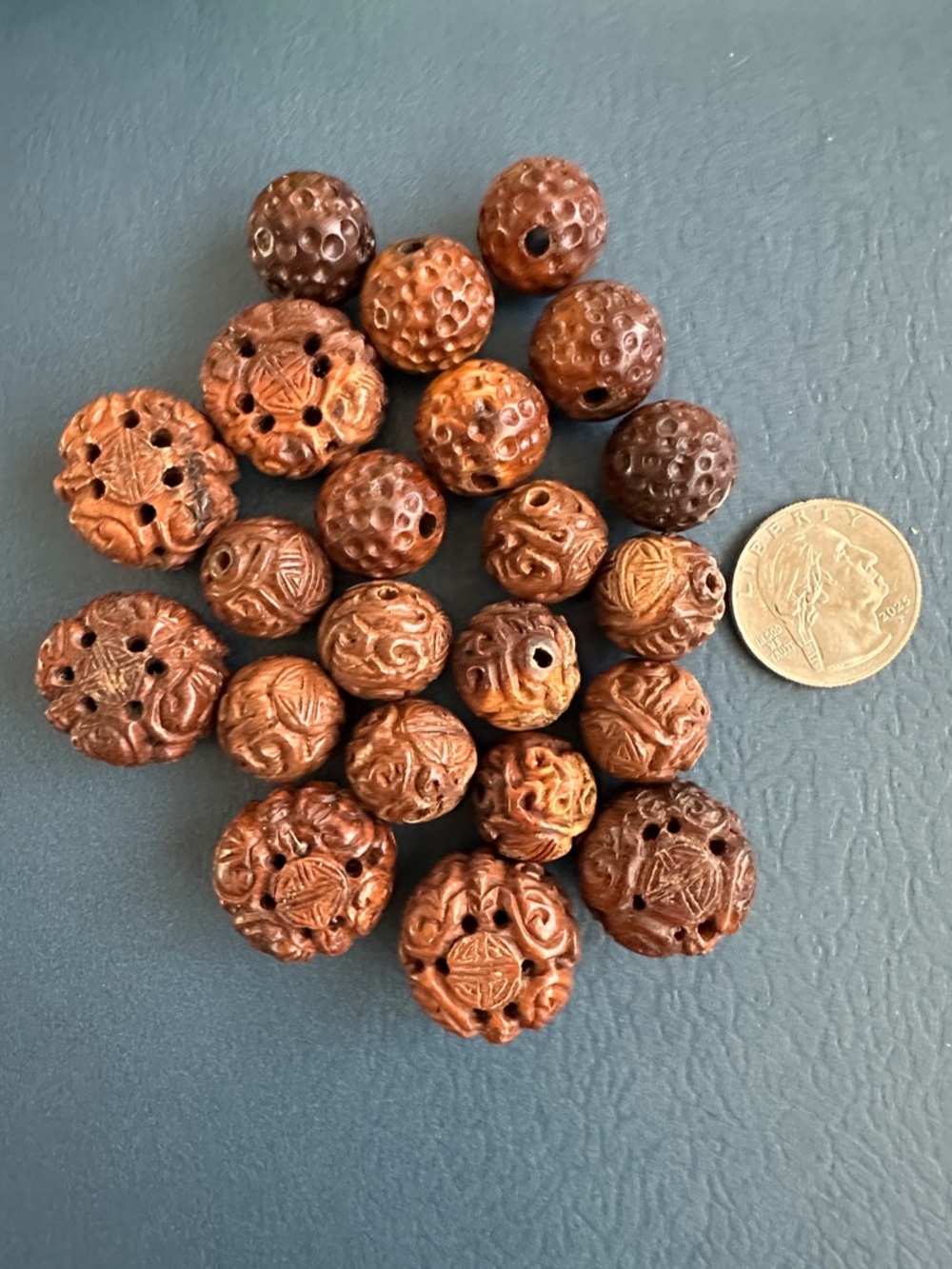 Vintage Hand Carved Wooden Beads Bundle
